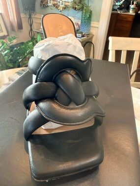 Coach Black Braided Slide Sandal